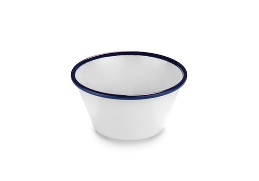 [9002496] Bol redondo de 12.5 centímetros de melamina en blanco con borde azul Pujadas