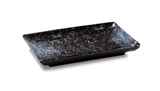 [9002502] Plato rectangular 25 x 16 cm melamina en negro moteado Pujadas